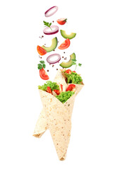 Naklejka premium Tasty Fajitas on white background