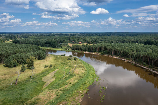 Drone photo of River Bug near Szumin village, Mazowsze region, Poland