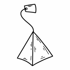 Pyramid tea bag. Vector illustration of doodles.Sketch.