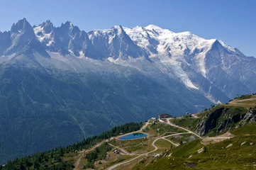 Crédence de cuisine en verre imprimé Mont Blanc Vue sur le massif du Mont-Blanc, Chamonix Mont-Blanc, France