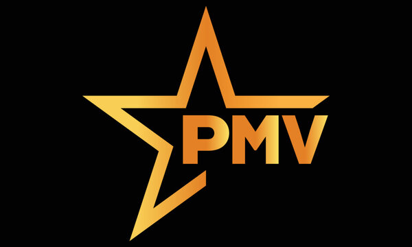 PMV golden luxury star icon three letter logo design vector template. royal logo | luxury logo | jewelry logo | premium logo | iconic logo | Victoria logo |	