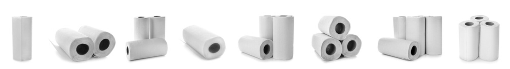 Set of paper towels isolated n white