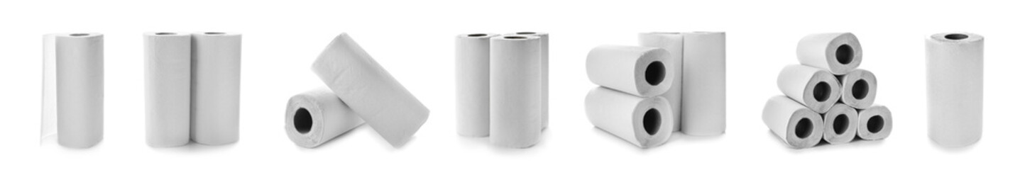 Set of paper towels isolated n white
