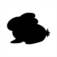 Silhouette of a rabbit isolated on a white background.