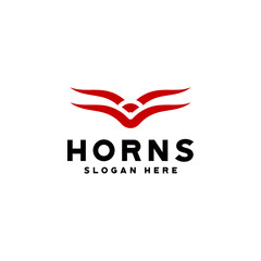 modern horns icon logo design vector illustration, bold bull horns icon logo business vector design template with unique, simple and elegant styles isolated on white background.