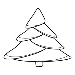 Christmas tree in cartoon doodle style isolated on white background. Vector element for college decoration.