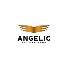 wings angel icon logo, luxury angelic icon logo business vector design template,  gold wings icon logo business design, modern wings angel logo design vector isolated on white background