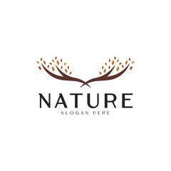 Nature horns icon logo design vector illustration, elegant nature of horned icon logo business vector design template with modern, vintage and clean styles isolated on white background. 