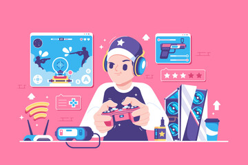 online gaming concept illustration design © ayunannas