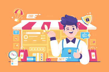 online shop market vector illustration