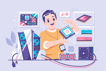 Fototapeta premium personal computer build vector illustration design