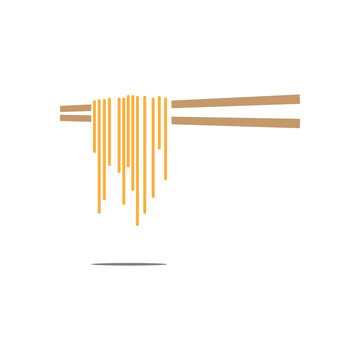 noodles with chopsticks, vector logo icon