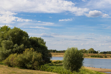 Obraz premium Landscape Elbe valley and the green belt former inner-German border between East and West Germany near Schnackenburg in Lower saxony Germany