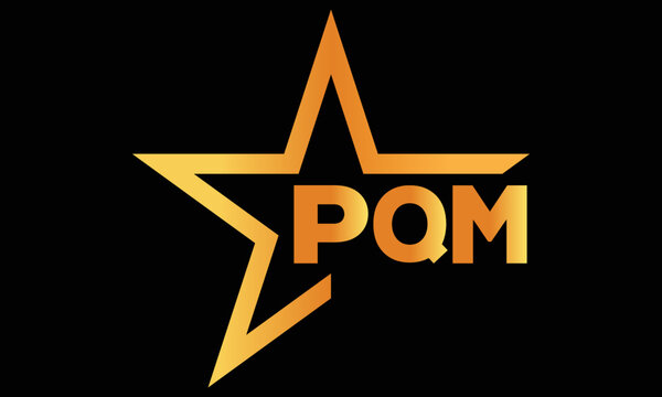 PQM golden luxury star icon three letter logo design vector template. royal logo | luxury logo | jewelry logo | premium logo | iconic logo | Victoria logo |	