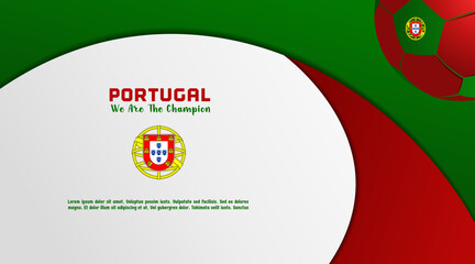 vector background Portugal flag with ball soccer , social media template, perfect color combination