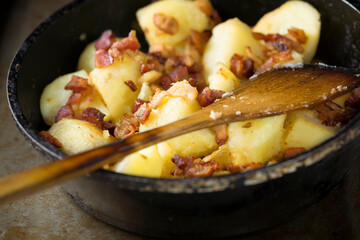 rustic baked potatoes and bacon