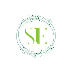Initial Letter SE circle logo design vector.