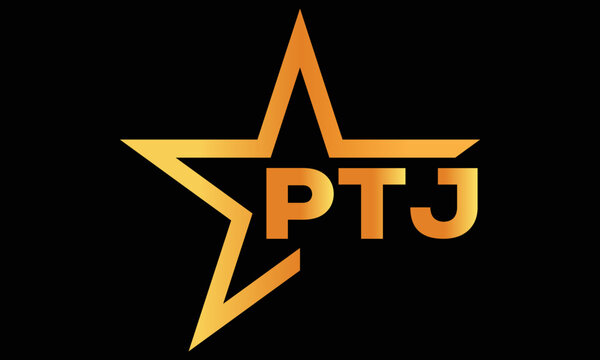 PTJ golden luxury star icon three letter logo design vector template. royal logo | luxury logo | jewelry logo | premium logo | iconic logo | Victoria logo |	