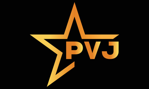 PVJ golden luxury star icon three letter logo design vector template. royal logo | luxury logo | jewelry logo | premium logo | iconic logo | Victoria logo |	