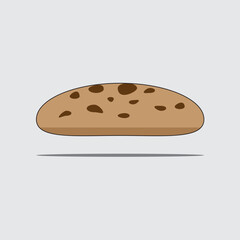 round biscuit with chocolate chip topping, vector logo icon