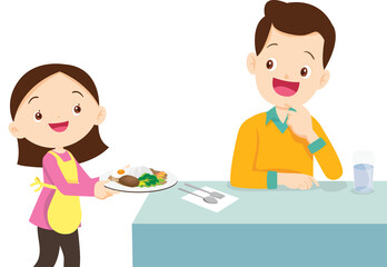 happy family cooking in the kitchen concept