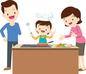 happy family cooking in the kitchen concept