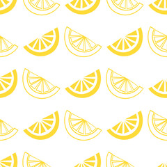 yellow hand drawn lemon seamless pattern on white background