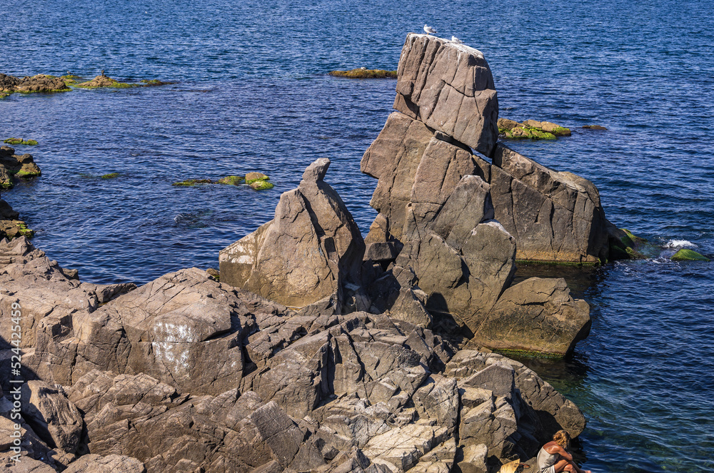 Wall mural Rocky Black Sea coast in Sozopol city in Bulgaria