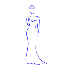 Obraz na płótnie Canvas silhouette of a girl in a blue dress