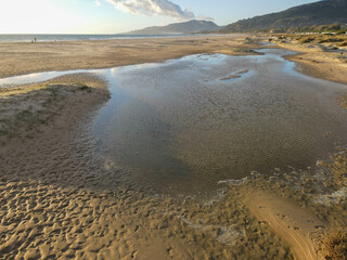 Drone view at the beach near Tarifa on Andalucia, Spain