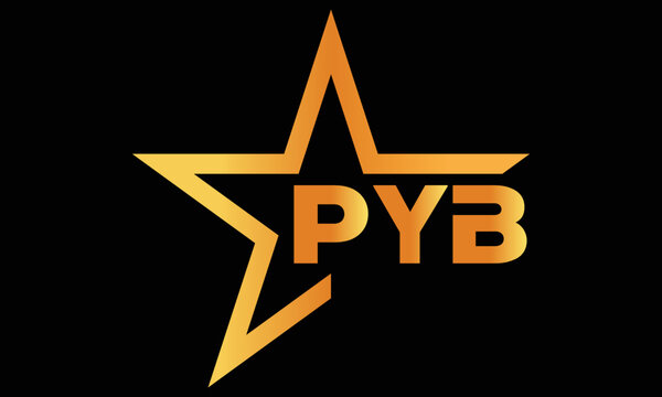 PYB golden luxury star icon three letter logo design vector template. royal logo | luxury logo | jewelry logo | premium logo | iconic logo | Victoria logo |	