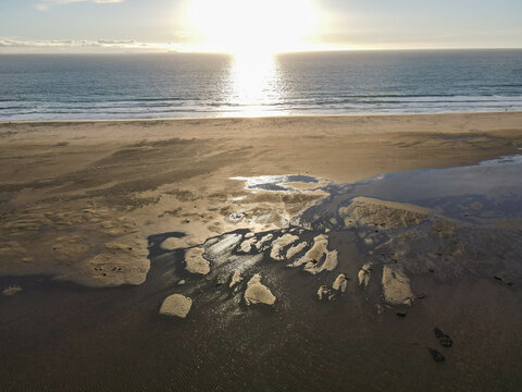 Drone View At The Beach Near Tarifa On Andalucia, Spain