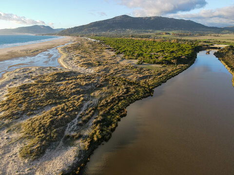 Drone View At The Beach Near Tarifa On Andalucia, Spain