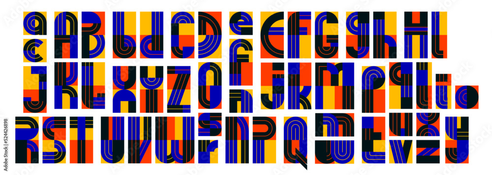 Fototapete abstract geometric modern font vector typeset, logo creation alphabet minimal tech linear geometry s