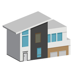 3D modern house or home. Isometric modern building and architecture.