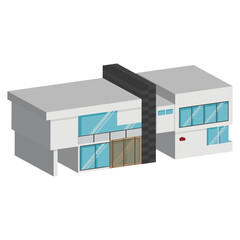 3D modern house or home. Isometric modern building and architecture.