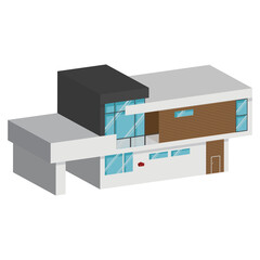 3D modern house or home. Isometric modern building and architecture.