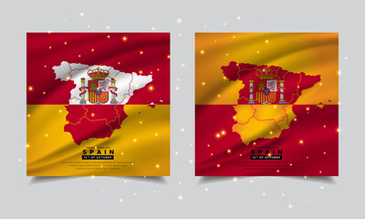 Modern and amazing Spain Independence Day design with wavy flag vector
