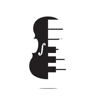 cello and piano, vector logo icon