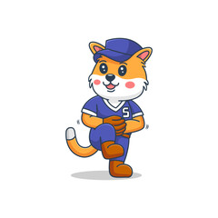 cute cat baseball character mascot