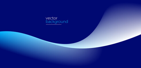 Flowing dark blue curve shape with soft gradient vector abstract background, relaxing and tranquil art, can illustrate health medical or sound of music.