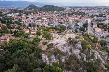 Remains of fortress on Nebet Tepe hill in Plovdiv, Bulgaria