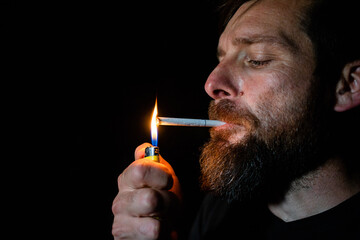 addicted man smoking a cigarette quit smoking