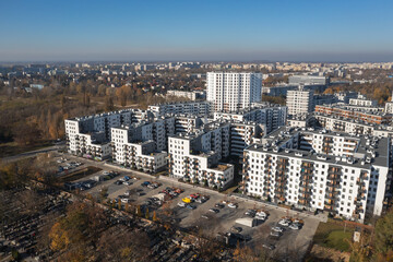 Naklejka na ściany i meble Apartment buildings in Ulrychow, part of Wola district of Warsaw city, Poland