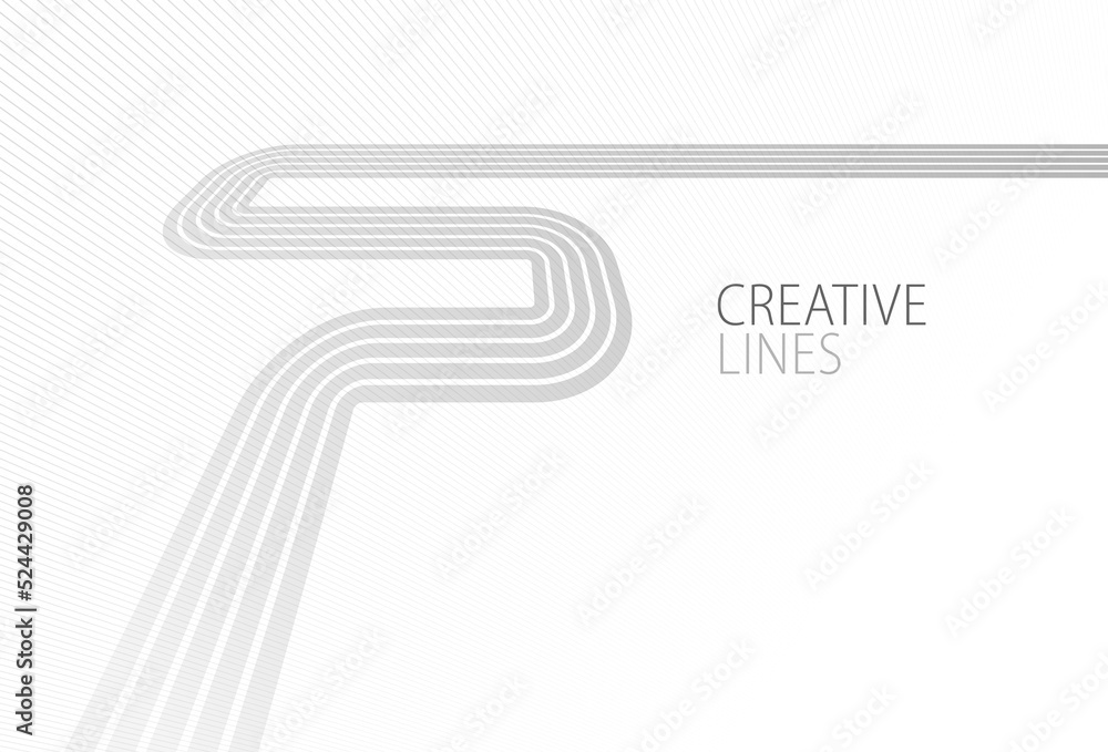 Poster wave lines in 3d perspective vector abstract background with smooth gradient of light grey and white