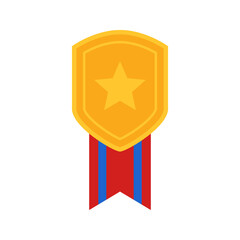 Gold medal with ribbon. Vector illustration