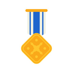 Gold medal with ribbon. Vector illustration