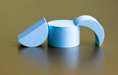 blue podiums geometrical shapes mockup for products