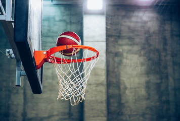 basketball hoop in a vintage sports arena