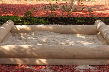wooden sandbox on the playground